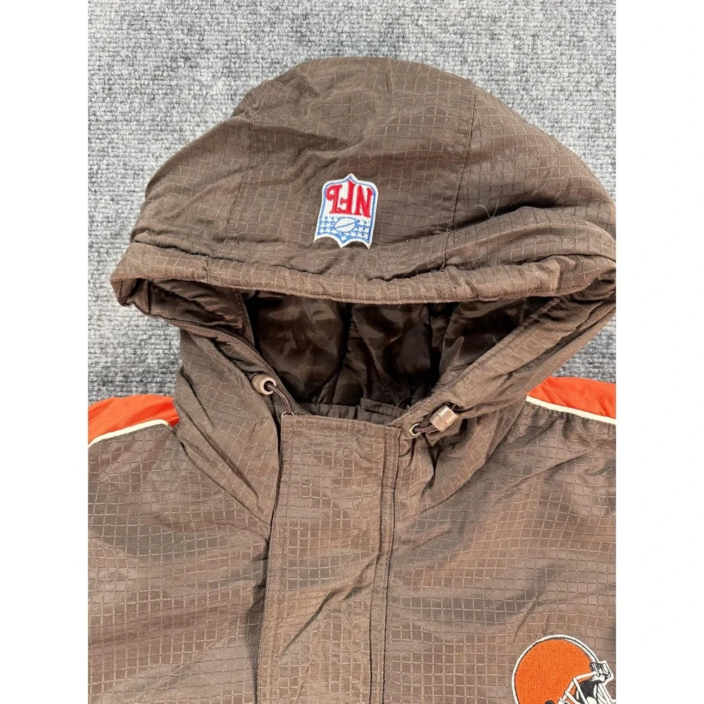 Vintage Cleveland Browns Jacket Mens Large Brown‎ NFL Football Puma Hooded Logo